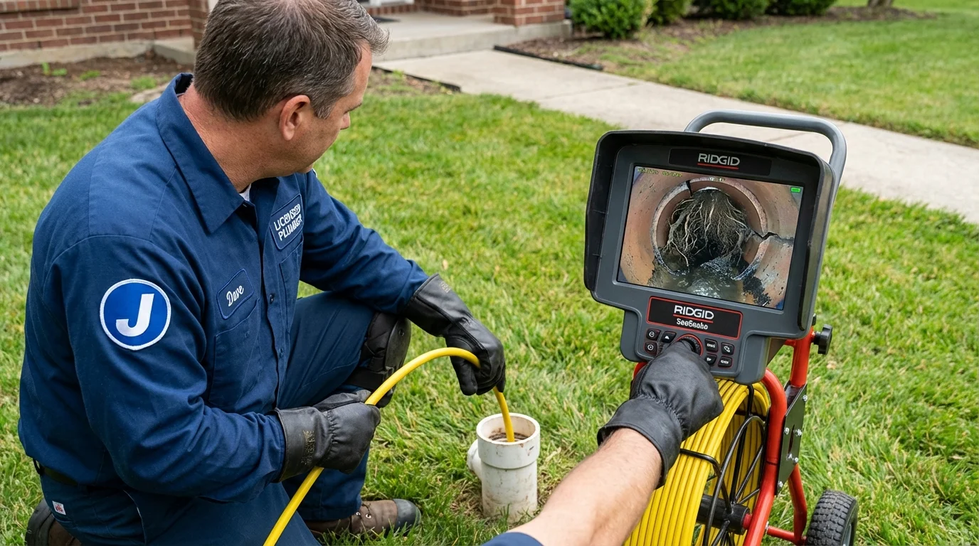 Sewer camera inspection being performed by Johns Plumbing LLC in Plainview